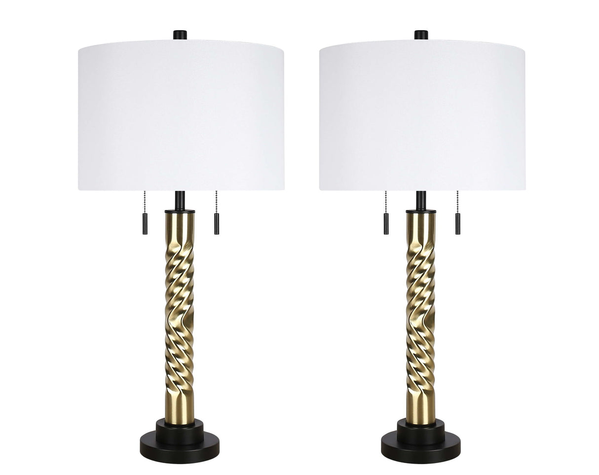 "Twist Elegance" Metal Table Lamp (Set of 2) - Matte Black / Soft Gold