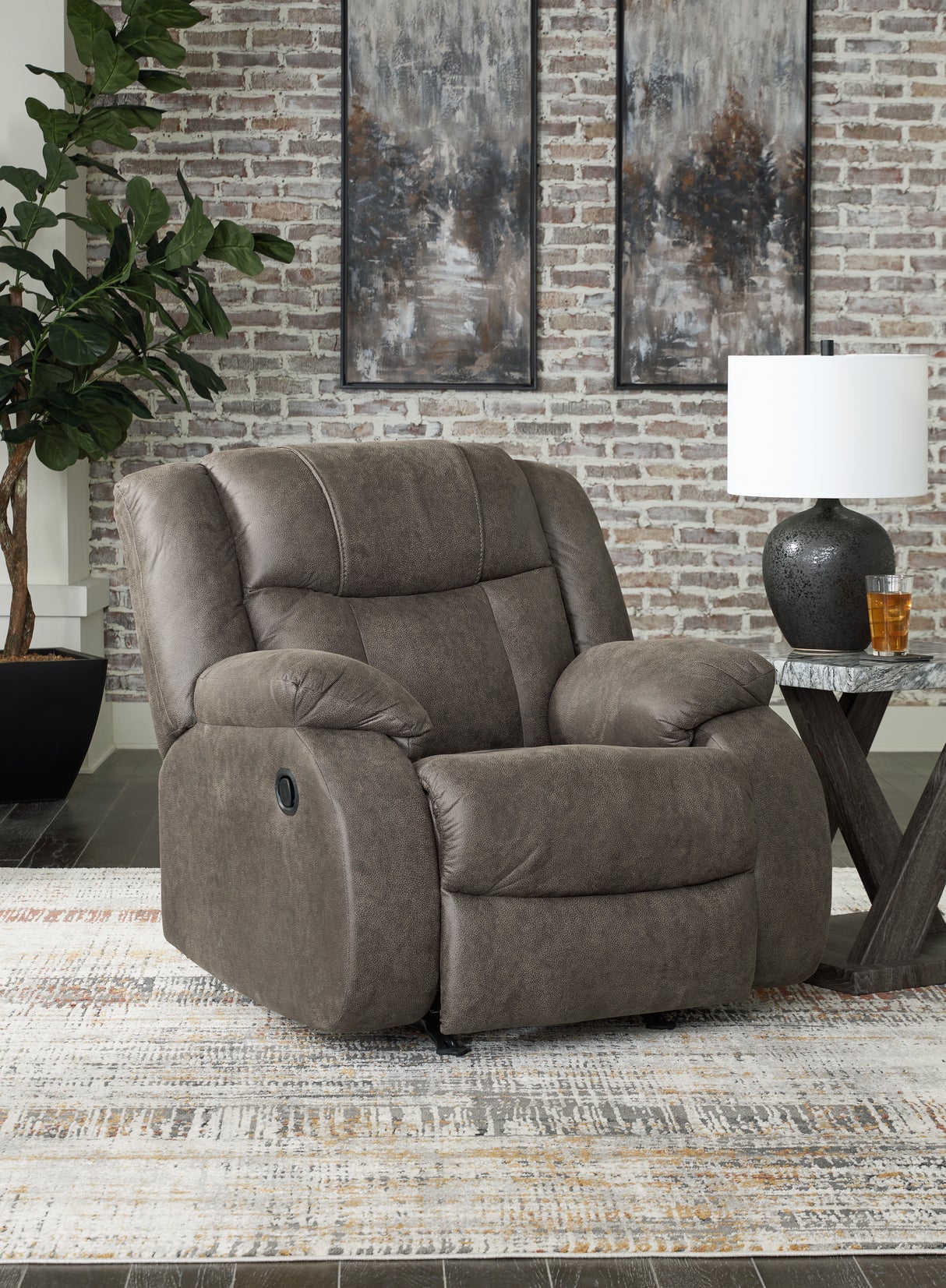 Furniture City - MS - Ashley Furniture - First Base Living Room - Rocker Recliner / Gunmetal - 6880425
