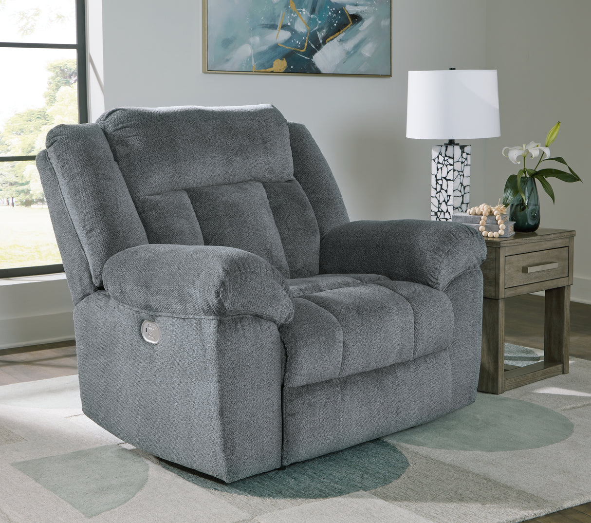 Furniture City - MS - Ashley Furniture - Tip-Off Living Room - PWR Recliner/ADJ Headrest / Slate - 6930482