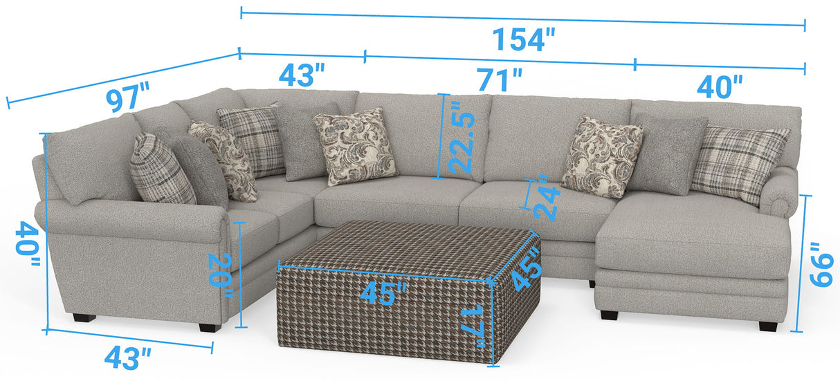Livingston - Sectional With Comfort Coil Seating, 40" Cocktail Ottoman And Accent Pillows Included