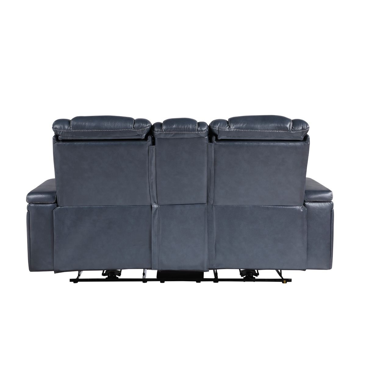 Keziah - Power Double Reclining Loveseat With Center Console, Power Headrests And Storage Arms - Blue