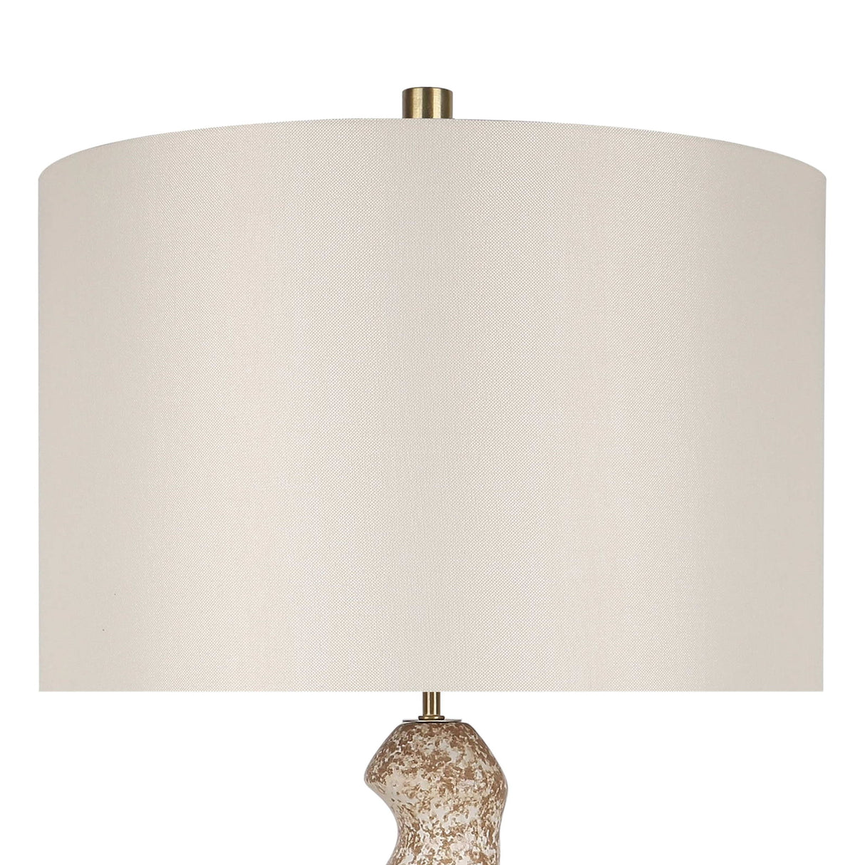 "Sculptural Serenity" Ceramic Table Lamp (Set of 2) - Stone / Soft Gold