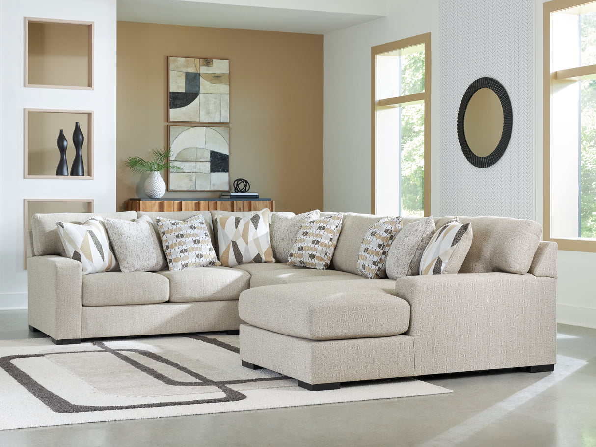 Furniture City - MS - Ashley Furniture - Laurelgrove Sectional - RAF 4-Piece Sectional with Chaise / Pebble - 75105S2