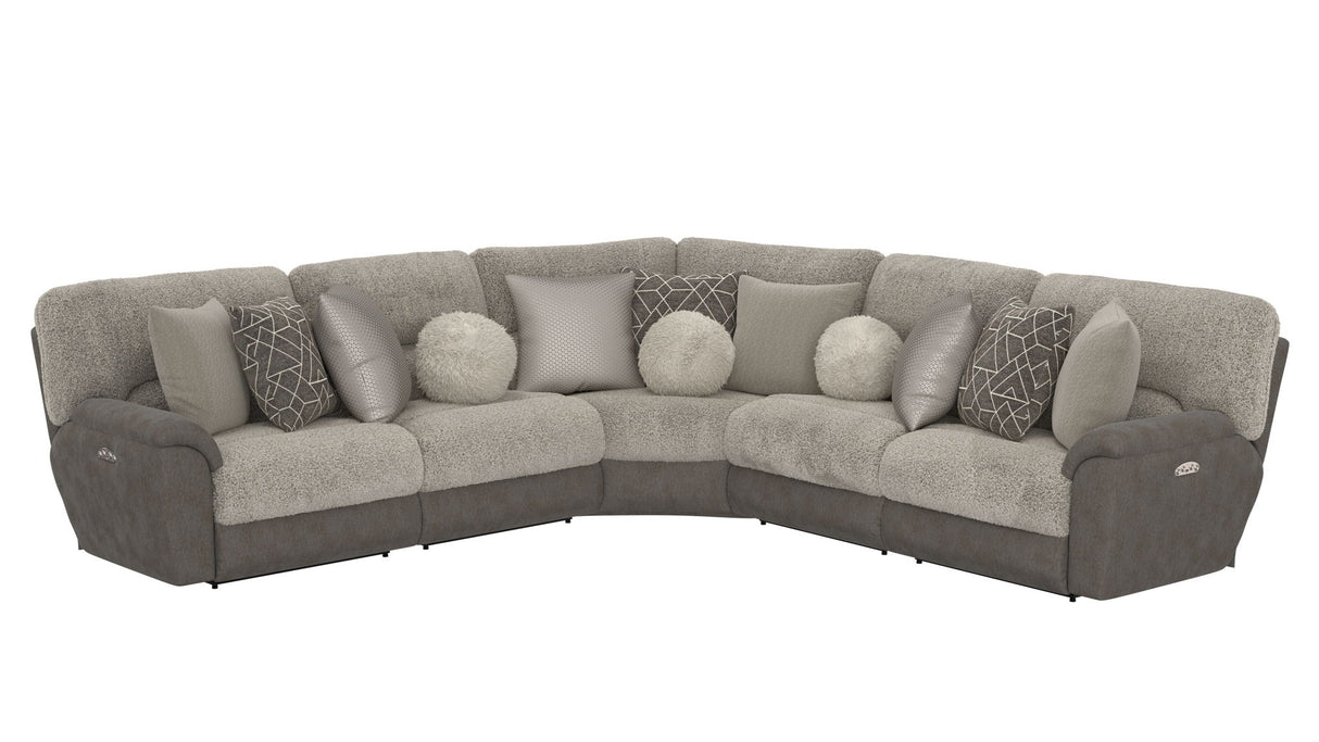 Rendezvous - 5 Piece Modular Sectional With 3 Reclining Seats & Castered Cocktail Ottoman - Umber