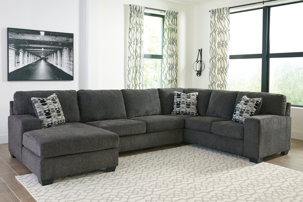 Furniture City - MS - Ashley Furniture - Ballinasloe Sectional - RAF 3-Piece Sectional with Chaise / Smoke - 80703S1