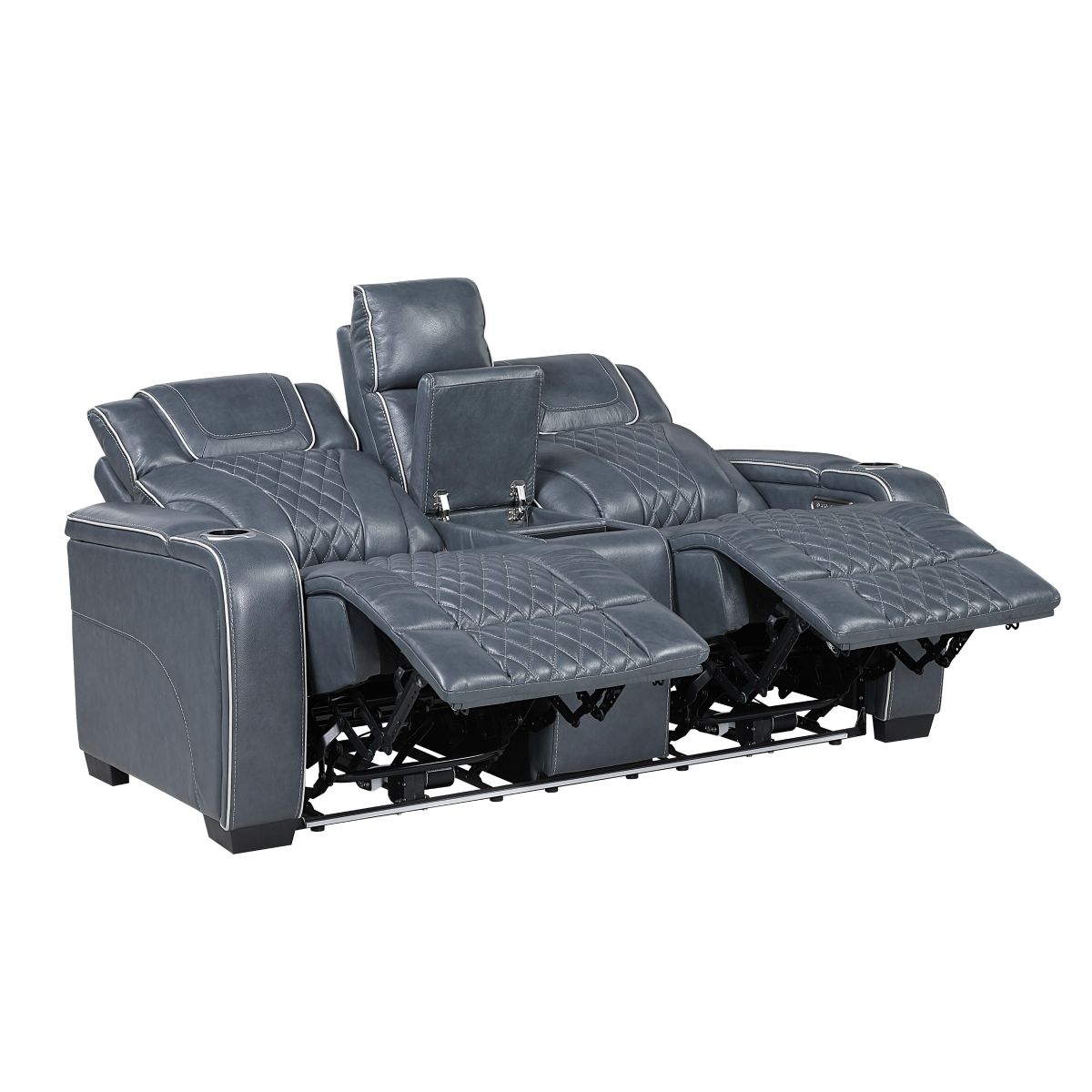 Apex - Power Double Reclining Loveseat With Center Console, Power Headrests, Storage Arms With Cup Holders, Wireless Charger, Air Massage And Heat, LED Lighting And Charging Ports