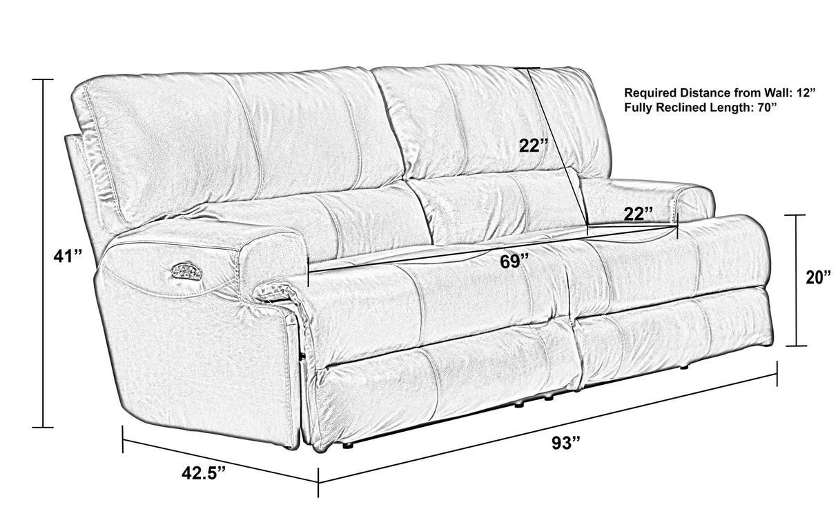 Wembley - Power Headrest Power Lay Flat Reclining Sofa