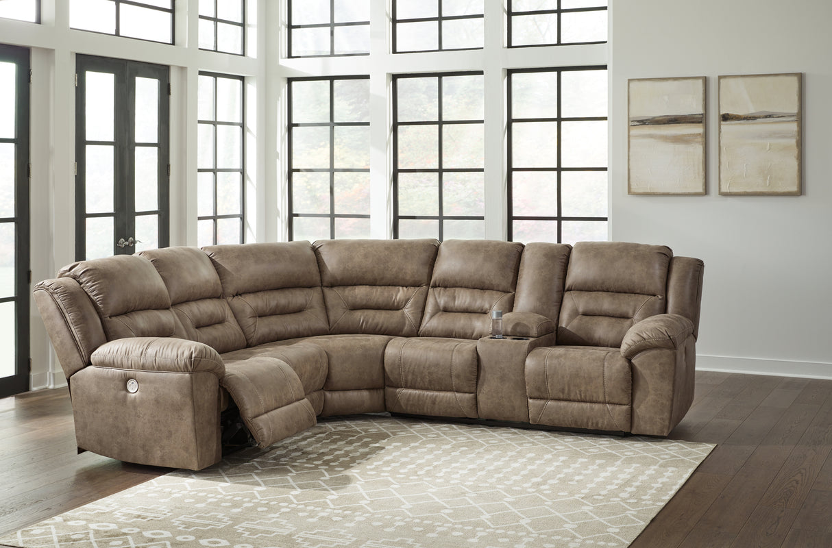 Furniture City - MS - Ashley Furniture - Ravenel Sectional - 3-Piece Power Reclining Sectional / Fossil - 83106S2
