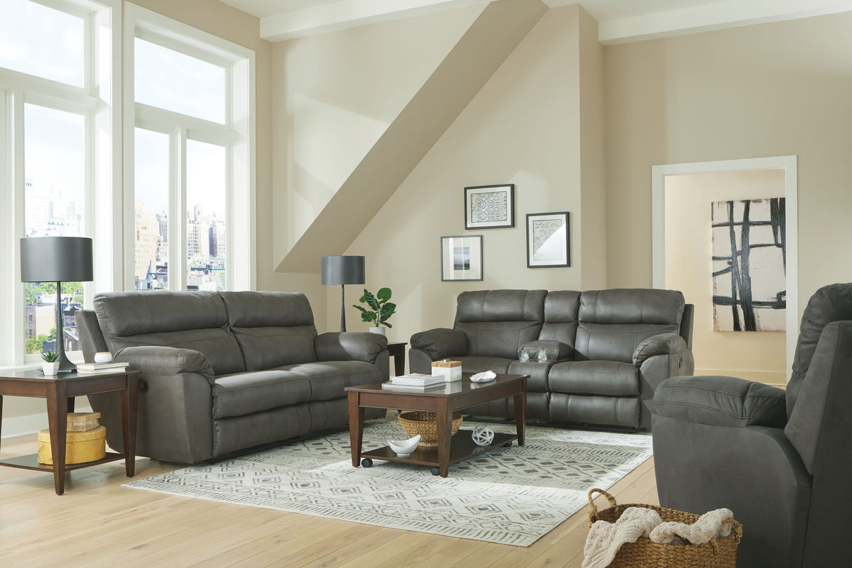 Atlas - Reclining Console Loveseat With Storage - Charcoal