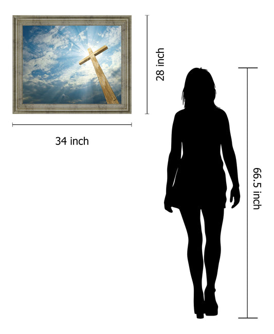 Sunlit Faith - 28" x 34" Framed Wall Art - Light Blue