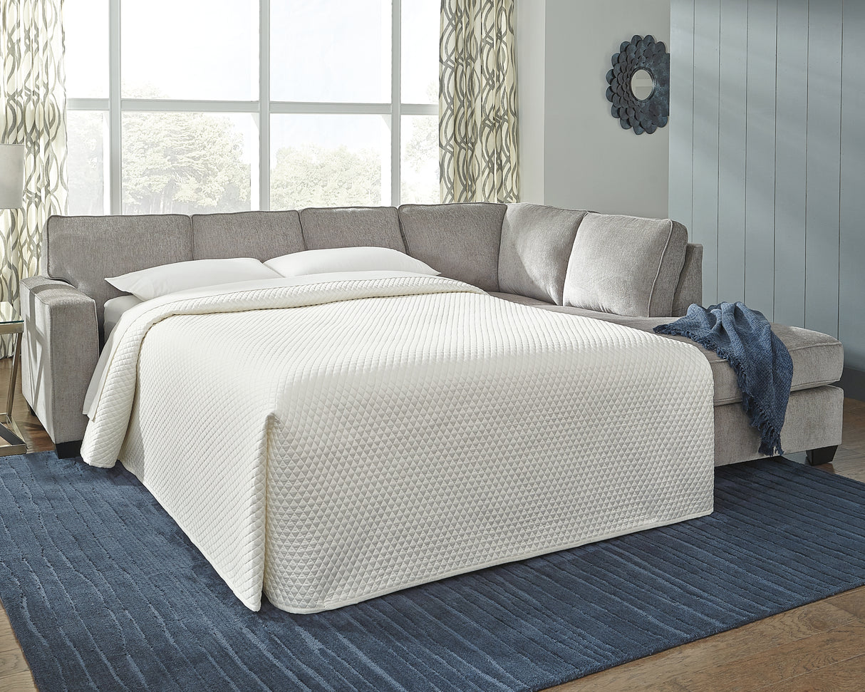 Furniture City - MS - Ashley Furniture - Altari Sectional - 2-Piece Sleeper Sectional with Chaise / Alloy - 87214S3