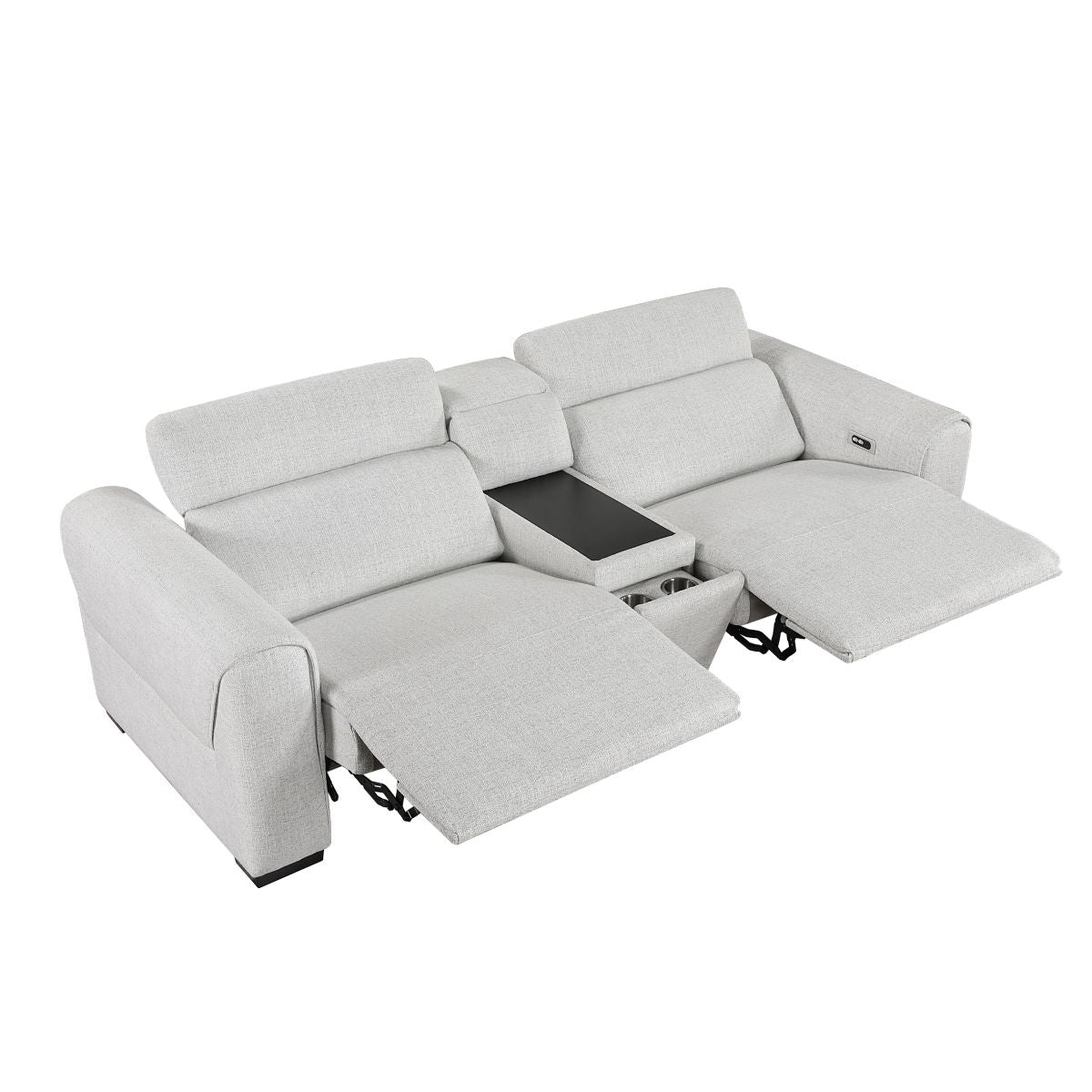 McPherson - Power Double Reclining Loveseat With Center Console And Power Headrests, Charging Ports - Cloud