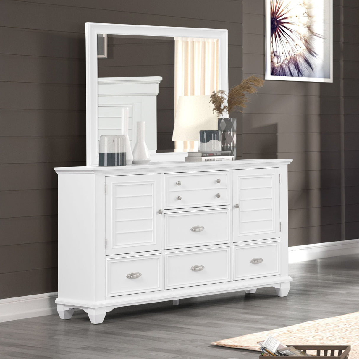 Jamestown - Dresser & Mirror - White