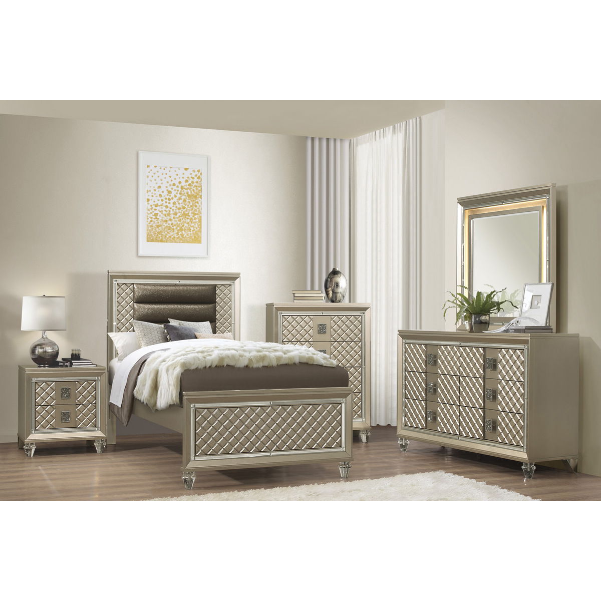 Loudon - Nightstand - Gold / Silver / Champagne