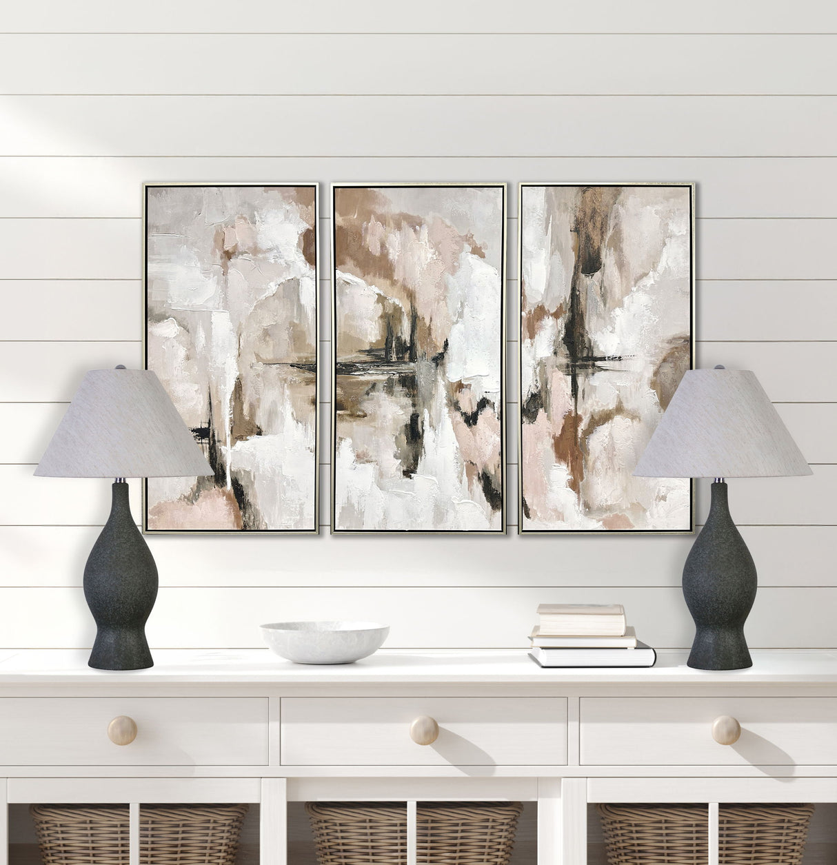 "Cerulean Elegance" Ceramic Table Lamp (Set of 2) - Blue Gray