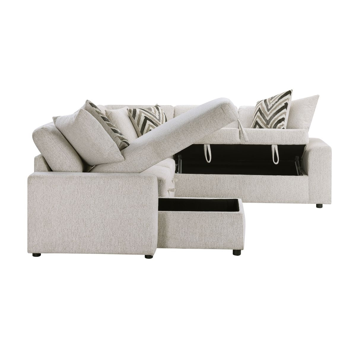 Myrtle - 3 Piece Sectional With Pull-Out Bed And Hidden Storage - Beige