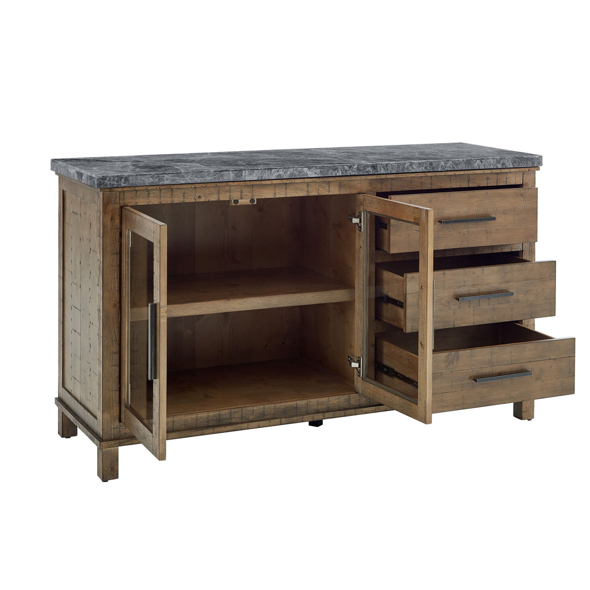 Grayson - Marble Top Server - Gray / Light Brown