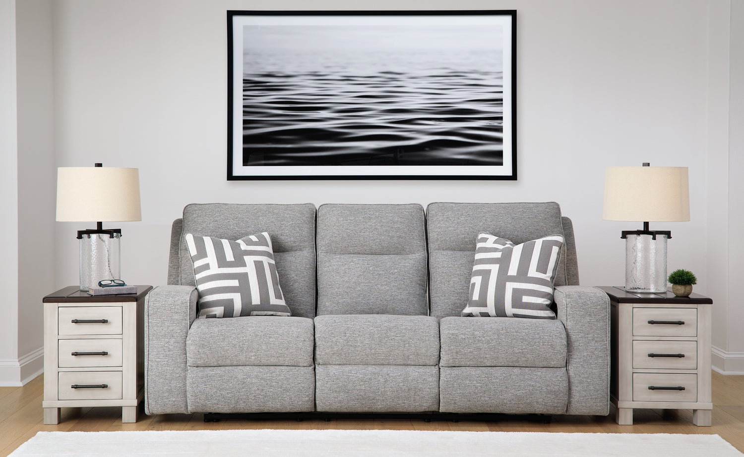 Furniture City - MS - Ashley Furniture - Biscoe Living Room - PWR REC Sofa with ADJ Headrest / Pewter - 9050315