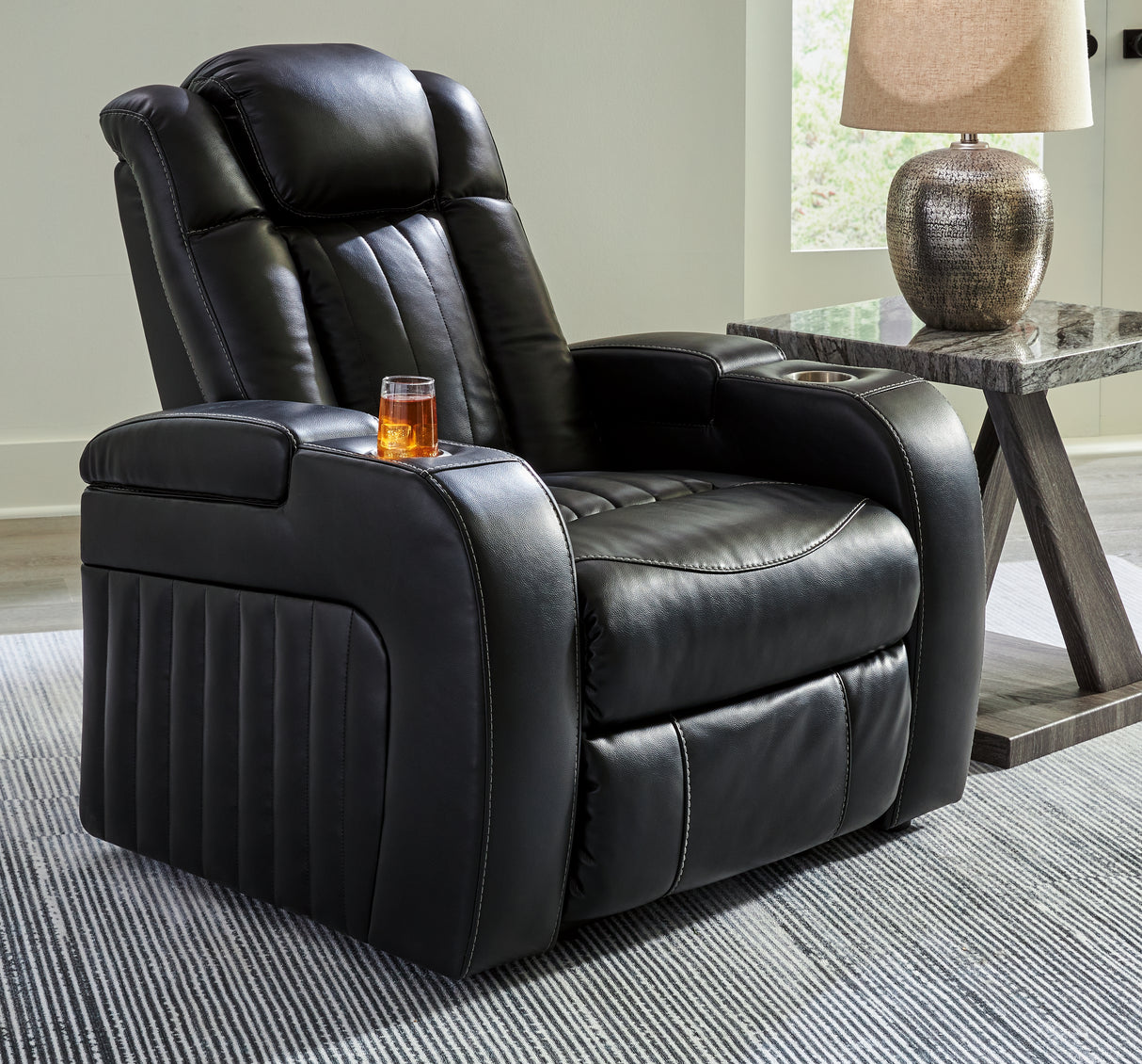 Furniture City - MS - Ashley Furniture - Caveman Den Living Room - PWR Recliner/ADJ Headrest / Midnight - 9070313