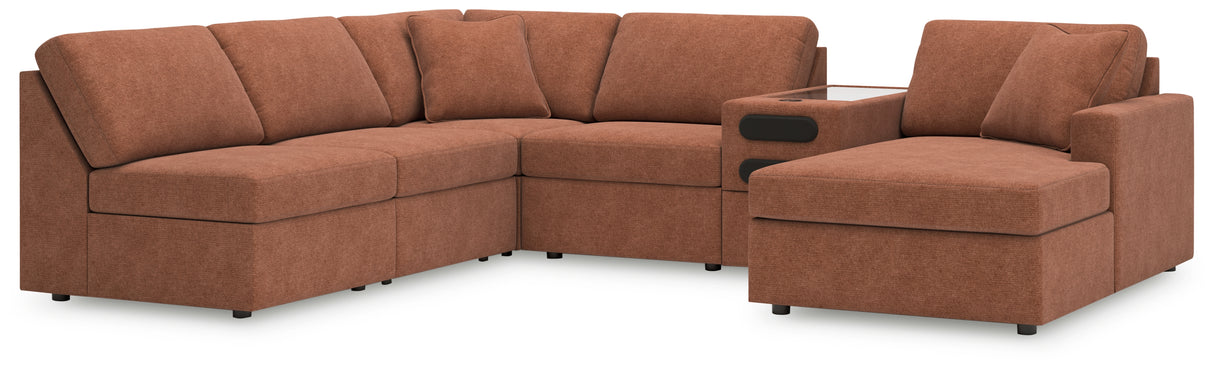 Furniture City - MS - Ashley Furniture - Modmax Sectional - 6-Piece Sectional with Chaise and Audio Console / Spice - 92102S25
