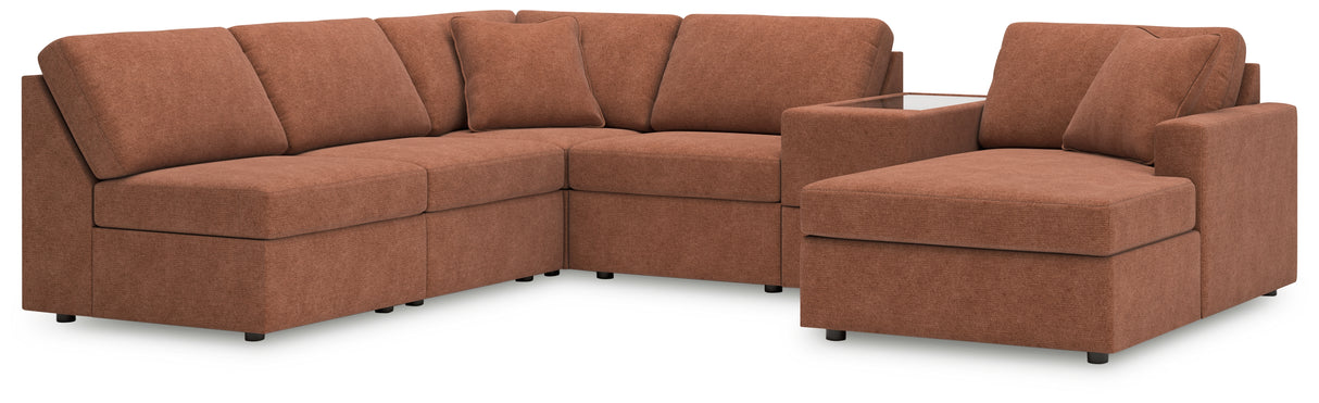 Furniture City - MS - Ashley Furniture - Modmax Sectional - 6-Piece Sectional with Chaise and Storage Console / Spice - 92102S22