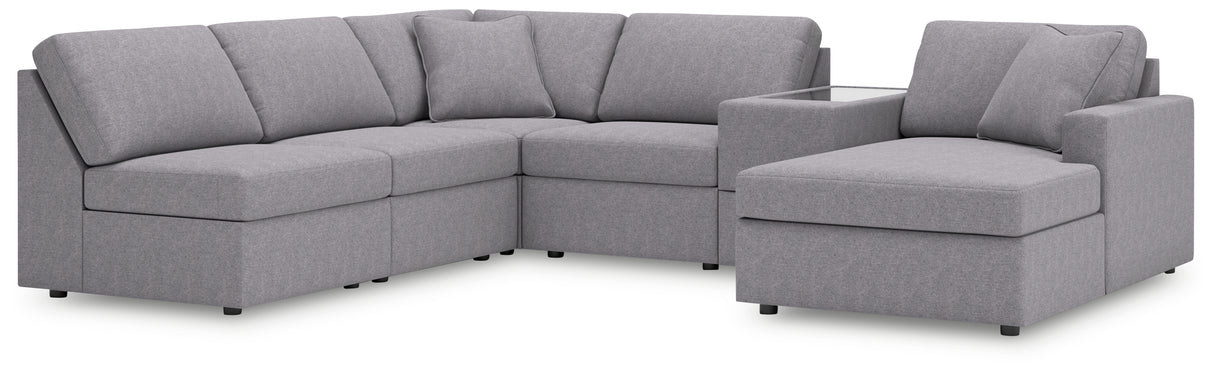 Furniture City - MS - Ashley Furniture - Modmax Sectional - 6-Piece Sectional with Chaise and Storage Console / Granite - 92104S22