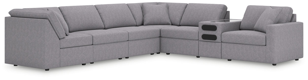 Furniture City - MS - Ashley Furniture - Modmax Sectional - 7-Piece Sectional with Audio Console / Granite - 92104S34