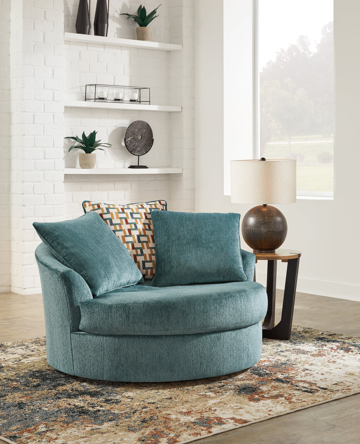 Furniture City - MS - Ashley Furniture - Laylabrook Living Room - Oversized Swivel Accent Chair / Teal - 9220621