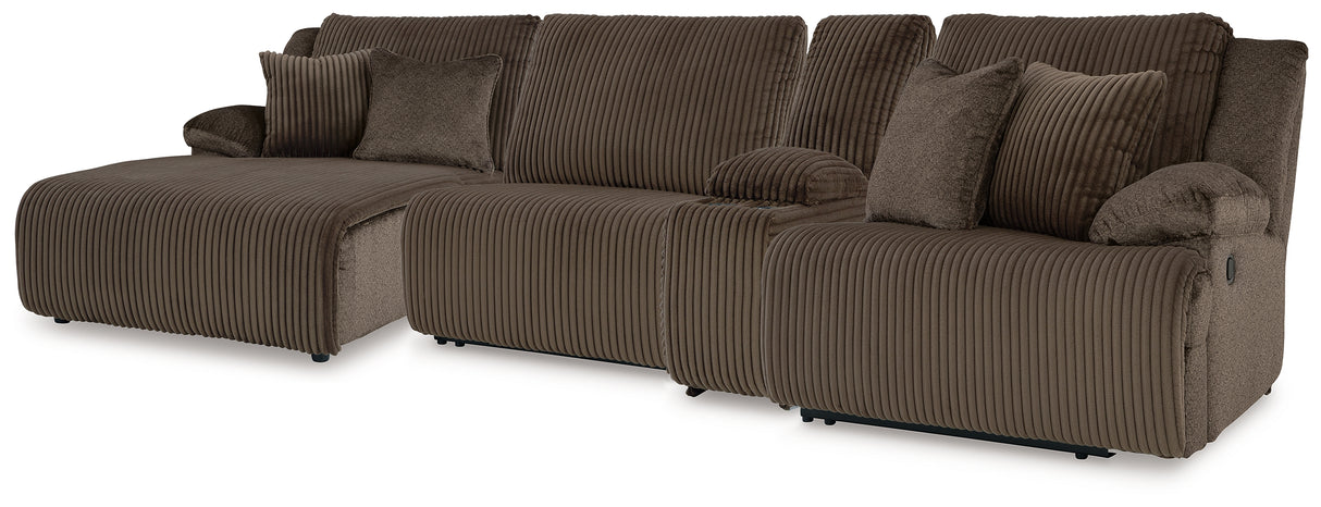 Furniture City - MS - Ashley Furniture - Top Tier Sectional - 4-Piece Reclining Sectional with Chaise / Chocolate - 92705S12