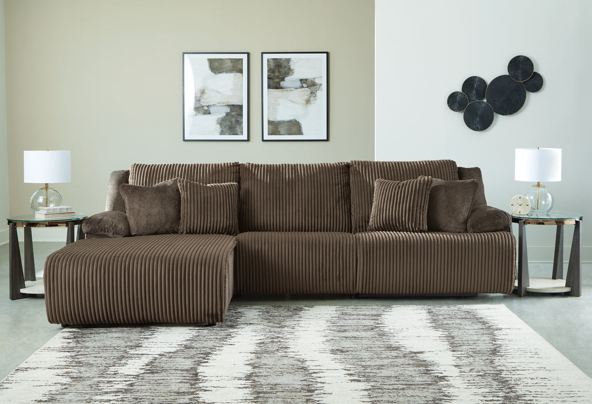 Furniture City - MS - Ashley Furniture - Top Tier Sectional - 3-Piece Sectional Sofa Chaise / Chocolate - 92705S7