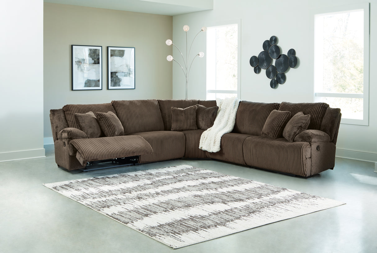 Furniture City - MS - Ashley Furniture - Top Tier Sectional - 5-Piece Reclining Sectional / Chocolate - 92705S3