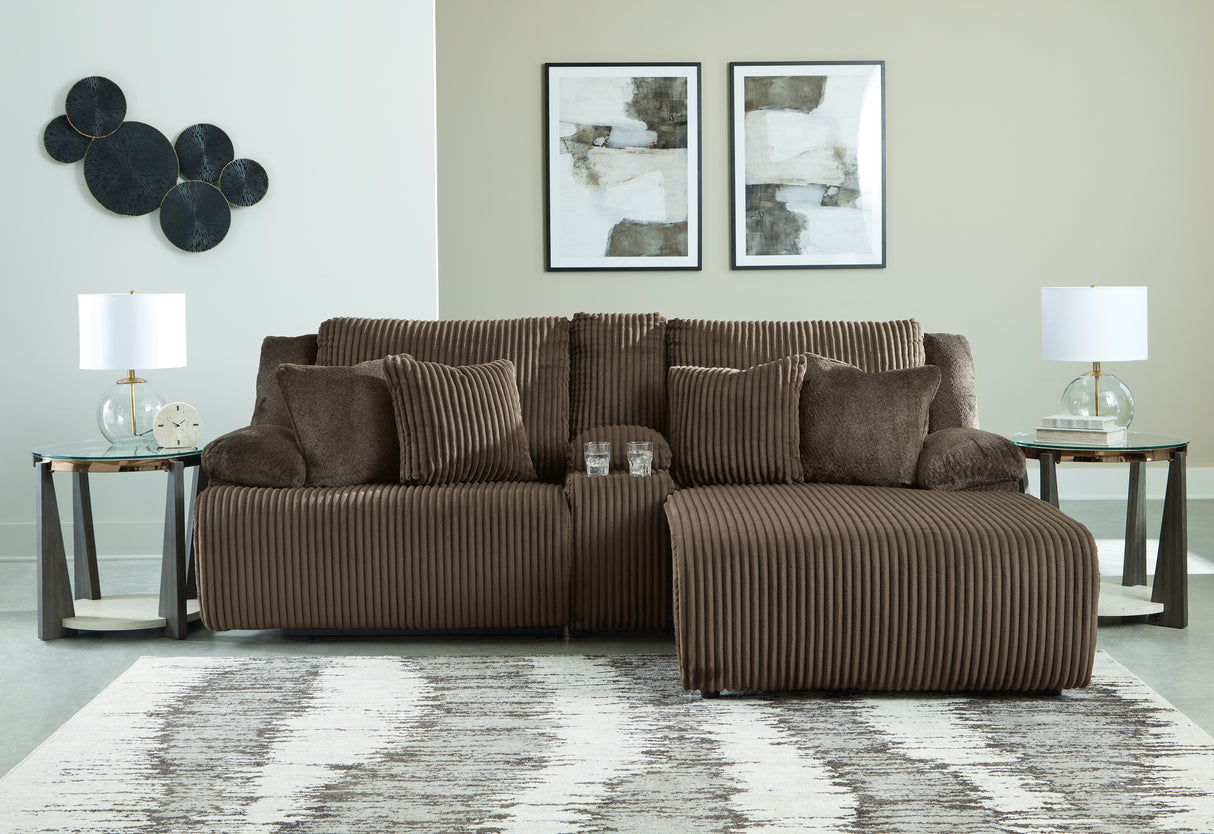 Furniture City - MS - Ashley Furniture - Top Tier Sectional - 3-Piece Reclining Sectional Sofa with Chaise / Chocolate - 92705S4