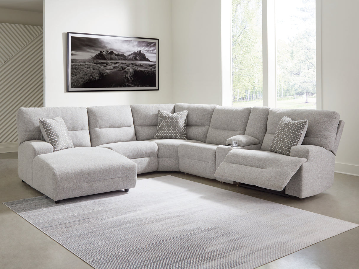 Furniture City - MS - Ashley Furniture - Acklen Place Sectional - 6-Piece Power Reclining Sectional with Chaise / Pewter - 93605S2