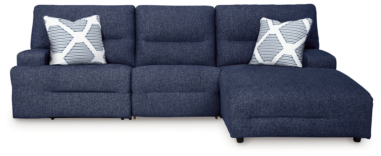 Furniture City - MS - Ashley Furniture - Acklen Place Sectional - 3-Piece Power Reclining Sectional / Navy - 93607S6