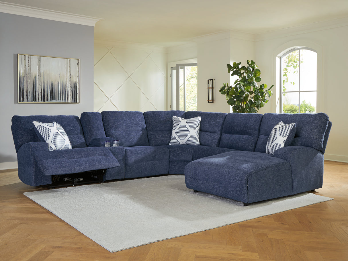 Furniture City - MS - Ashley Furniture - Acklen Place Sectional - 6-Piece Power Reclining Sectional with Chaise / Navy - 93607S1
