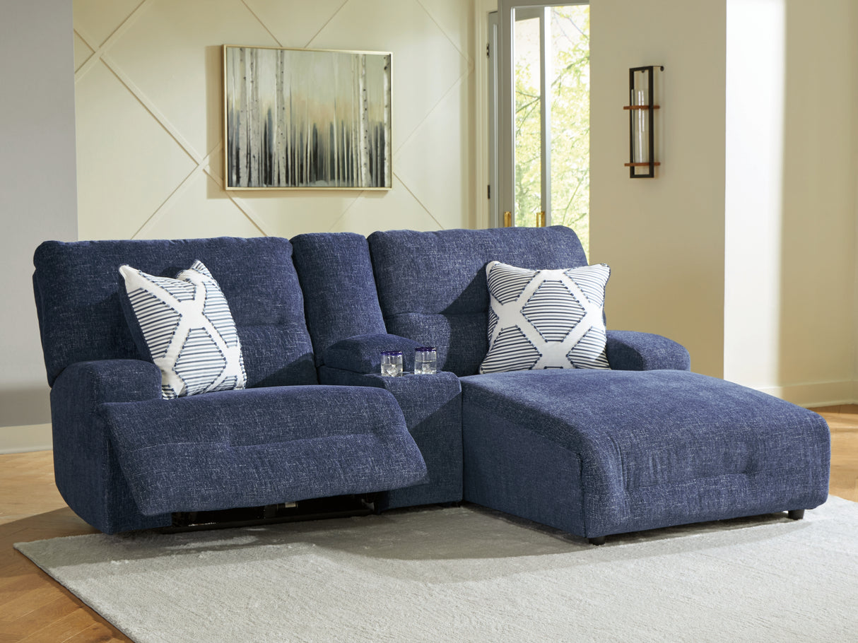 Furniture City - MS - Ashley Furniture - Acklen Place Sectional - 3-Piece Power Reclining Sectional Sofa with Chaise / Navy - 93607S4