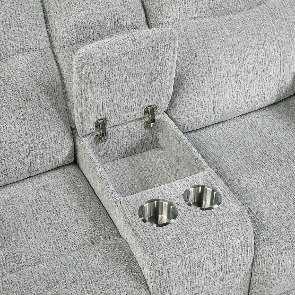 Chablis - Reclining Console Loveseat - Mist Gray