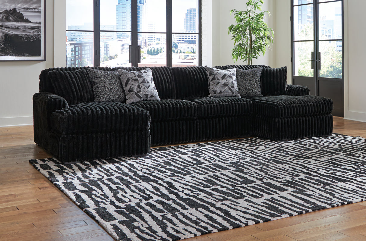 Furniture City - MS - Ashley Furniture - Midnight-Madness Sectional - RAF 3-Piece Sectional with Chaise / Onyx - 98103S5
