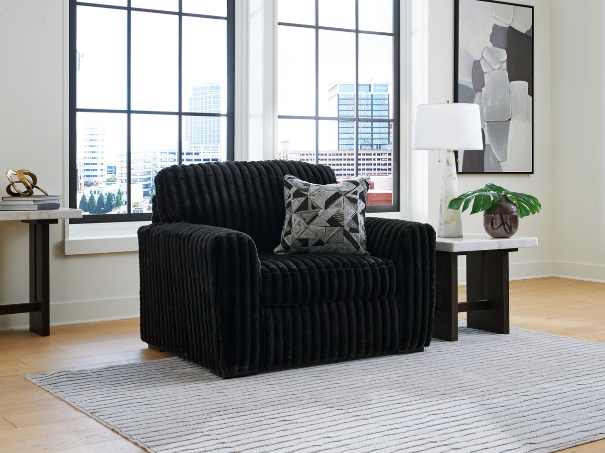 Furniture City - MS - Ashley Furniture - Midnight-Madness Living Room - Chair and a Half / Onyx - 9810323