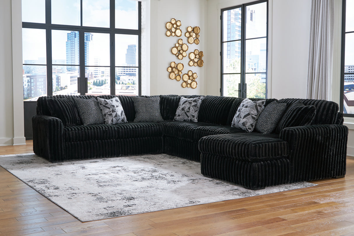 Furniture City - MS - Ashley Furniture - Midnight-Madness Sectional - LAF 4-Piece Sectional with Chaise / Onyx - 98103S3