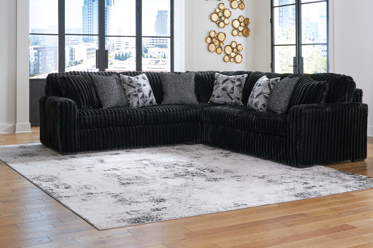 Furniture City - MS - Ashley Furniture - Midnight-Madness Sectional - RAF 4-Piece Sectional with Chaise / Chocolate - 98104S4