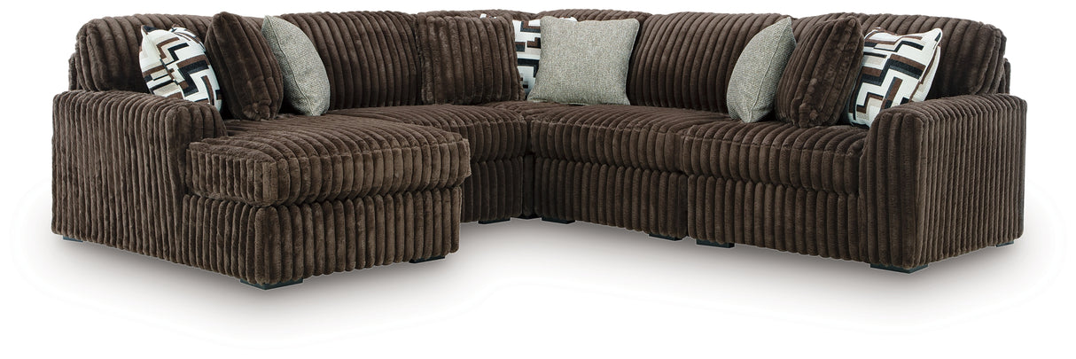 Furniture City - MS - Ashley Furniture - Midnight-Madness Sectional - RAF 5-Piece Sectional with Chaise / Chocolate - 98104S21