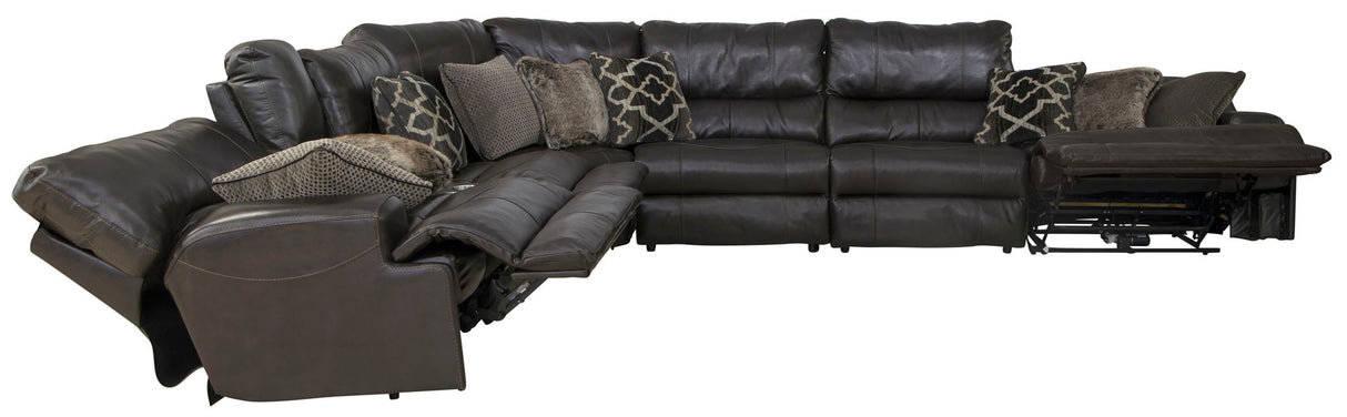 Como - 7 Piece Italian Leather Match Reclining Sectional