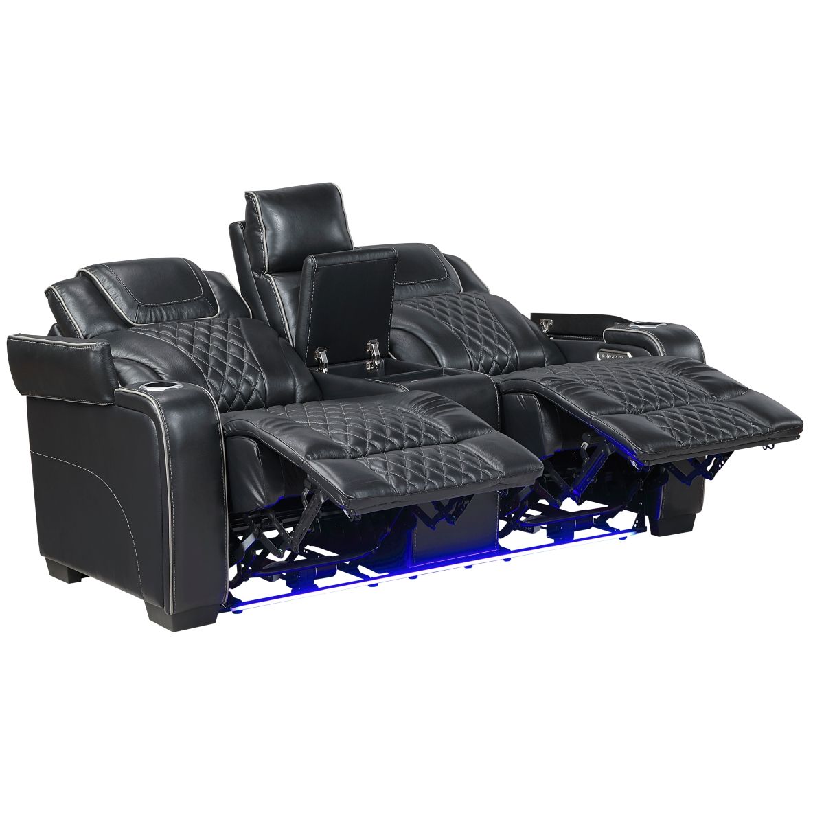 Apex - Power Double Reclining Loveseat With Center Console, Power Headrests, Storage Arms With Cup Holders, Wireless Charger, Air Massage And Heat, LED Lighting And Charging Ports