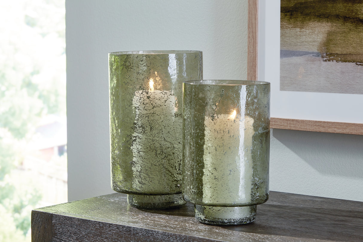 Furniture City - MS - Ashley Furniture - Clarkton Candle Holder - Candle Holder Set (Set of 2) / Green - A2000623