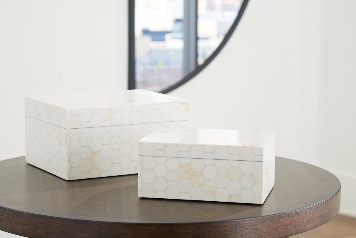 Furniture City - MS - Ashley Furniture - Aldenburg Box (Set of 2) - Box Set (Set of 2) / Cream - A2000690