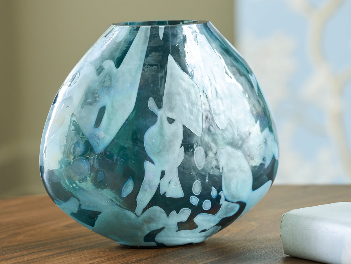 Furniture City - MS - Ashley Furniture - Cartshaw Vase - Vase / Iridescent Teal - A2000738