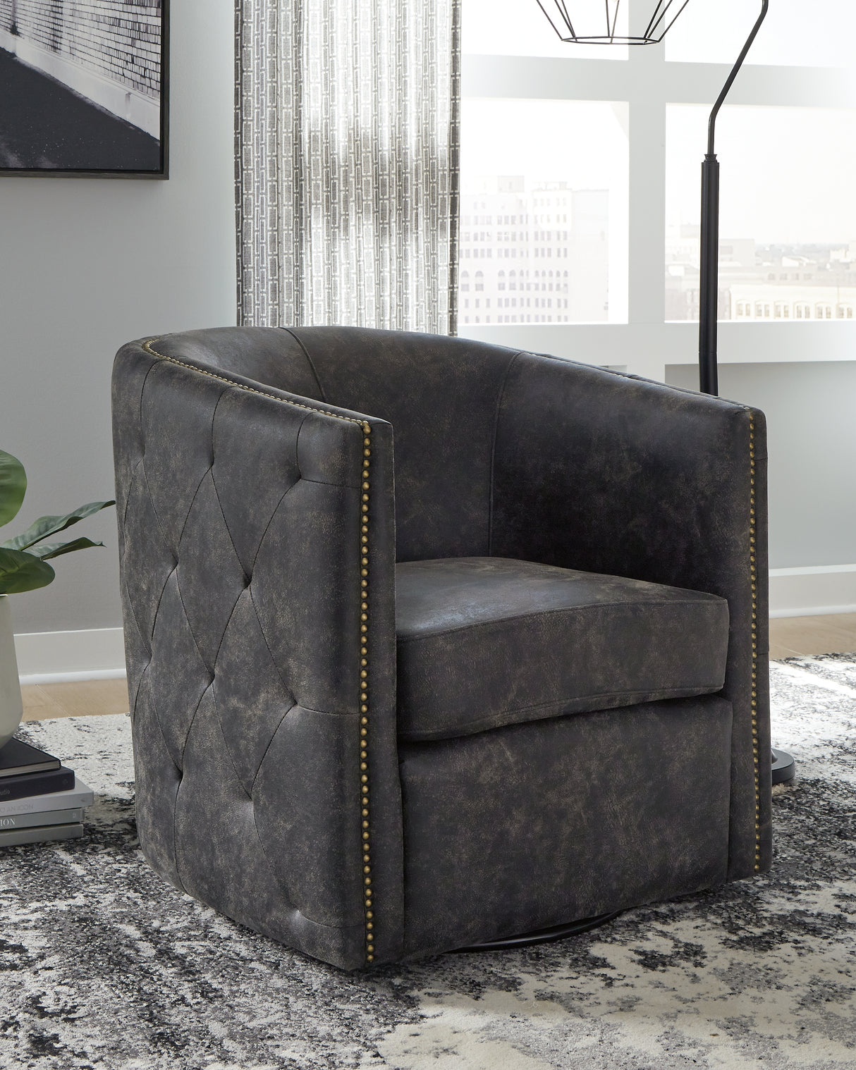 Furniture City - MS - Ashley Furniture - Brentlow Swivel Accent Chair - Swivel Accent Chair / Granite - A3000741