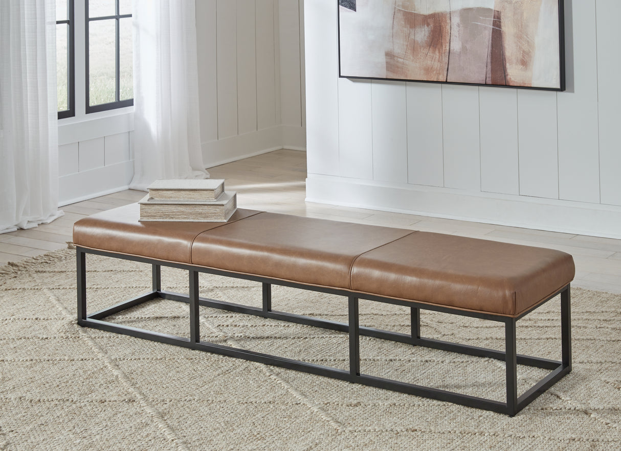 Furniture City - MS - Ashley Furniture - Joston Accent Bench - Accent Bench / Caramel / 71"W x 19"D x 16"H - A3000693