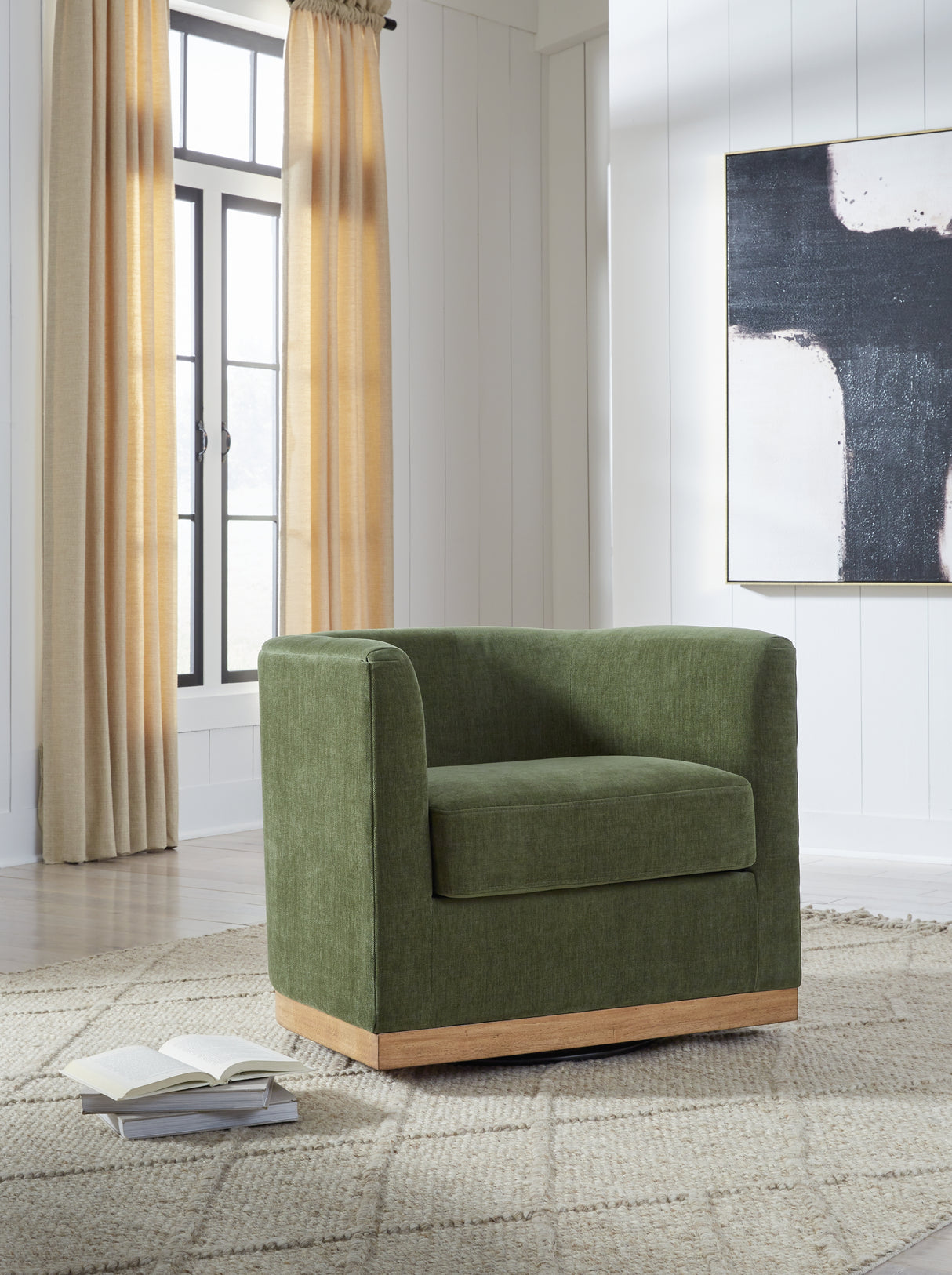Furniture City - MS - Ashley Furniture - Jersonlow Swivel Accent Chair - Swivel Accent Chair / Forest Green - A3000696